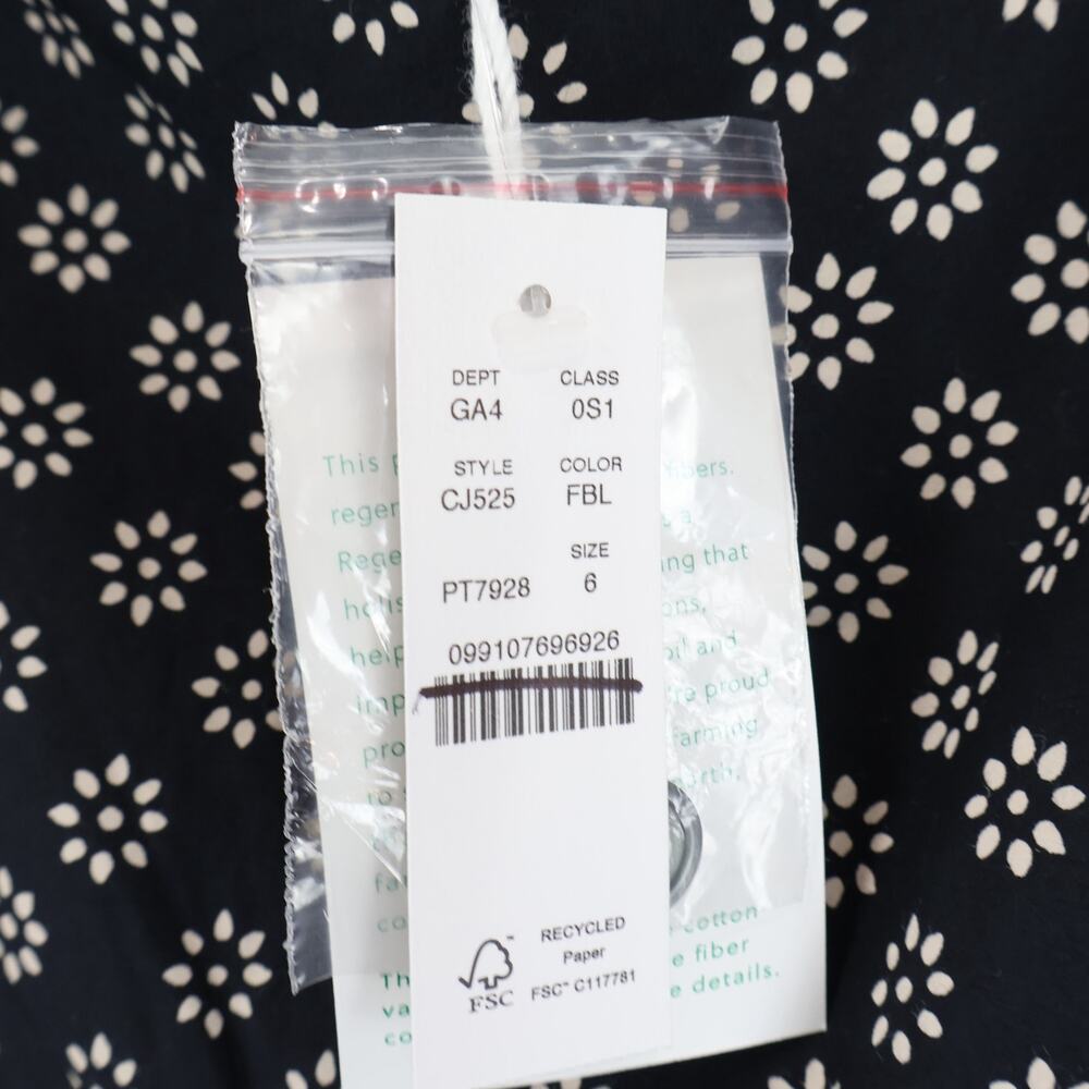 NWT J.Crew Square Neck Cotton Poplin Midi Dress Block Print Faded Black Size 6 - Picture 10 of 10